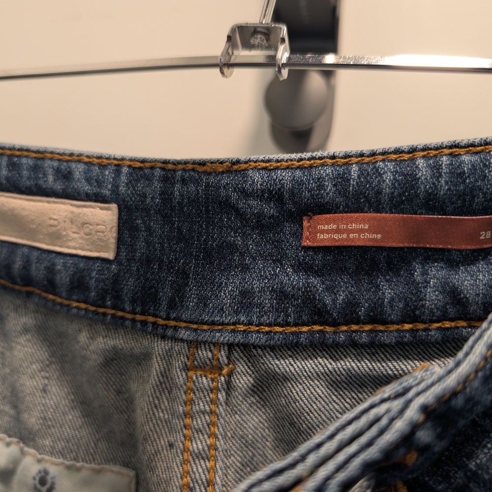 Pilcro Distressed Cropped Embellished Denim Jeans in Blue - Picture 4 of 4